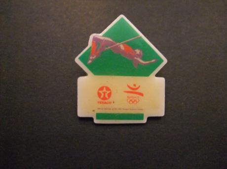 Olympische Spelen Barcelona 1992 Polsstokhoogspringen sponsor Texaco benzine